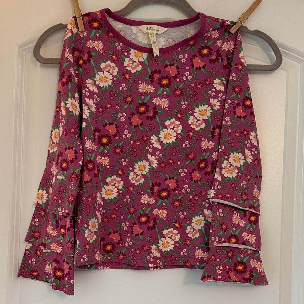 Matilda Jane Floral Ruffle Sleeve Blouse - Purple and Pink size 8